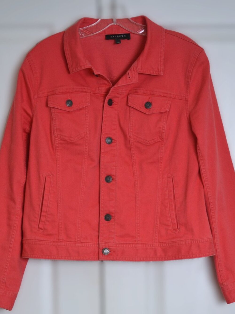 Talbots Orange Denim Jean Jacket Womens Size L